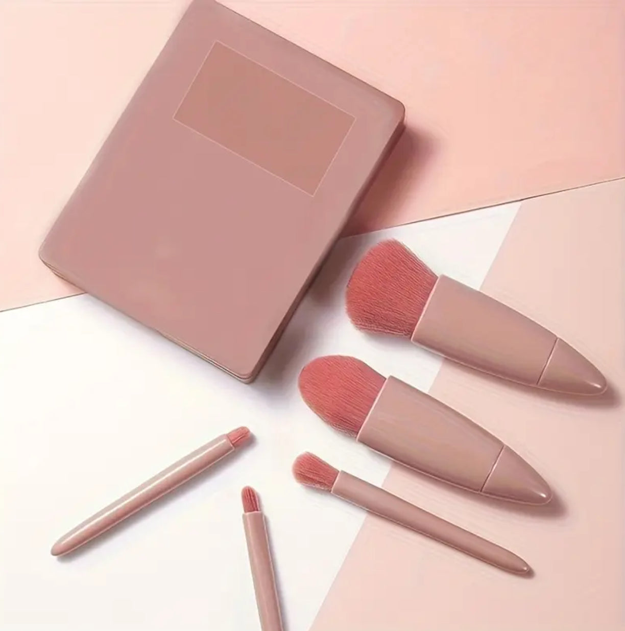 Boîte de Pinceaux de Maquillage avec Miroir – Kit de Voyage Pratique & Élégant