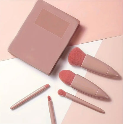 Boîte de Pinceaux de Maquillage avec Miroir – Kit de Voyage Pratique & Élégant